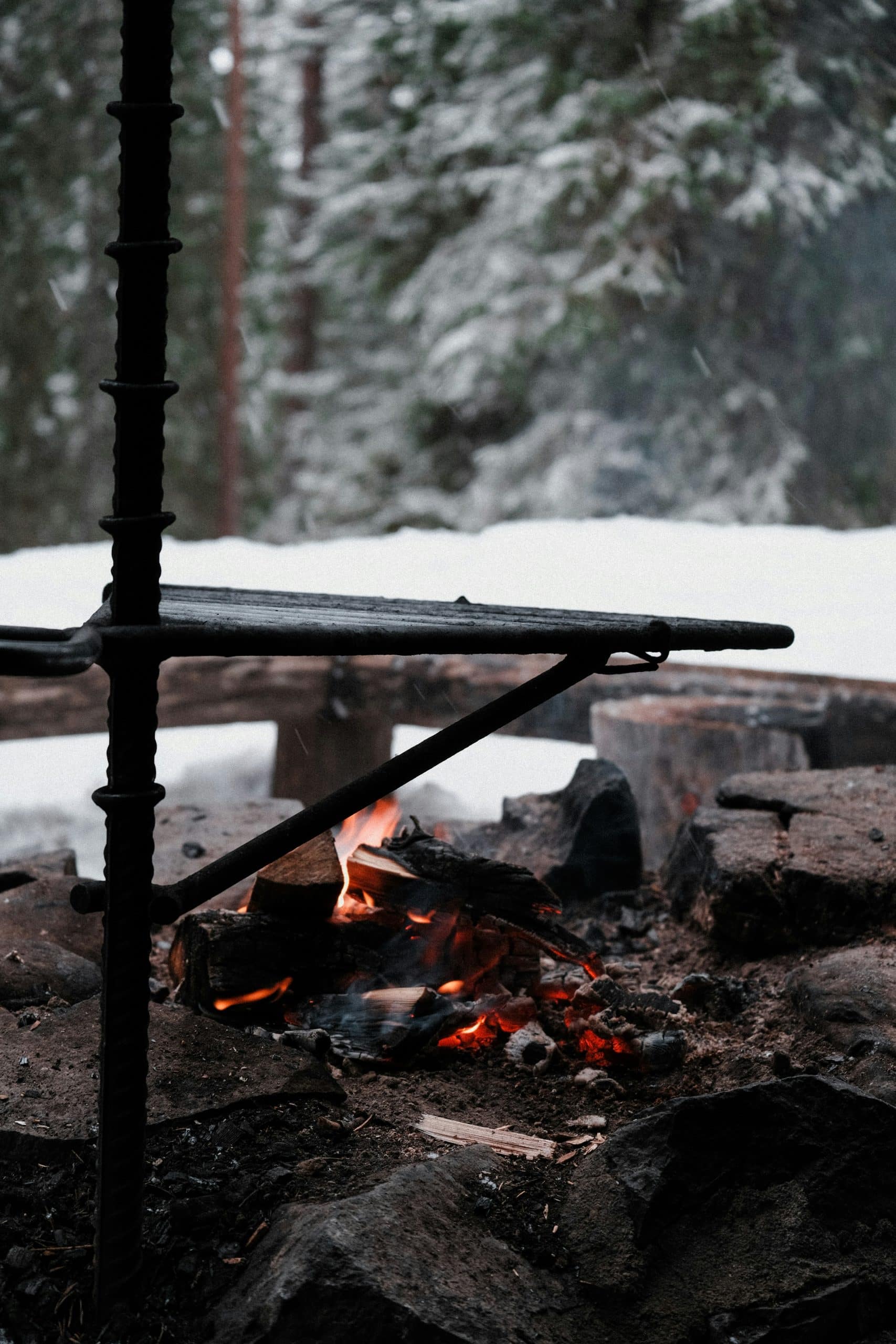 Grillen im Winter auf der Feuerstelle