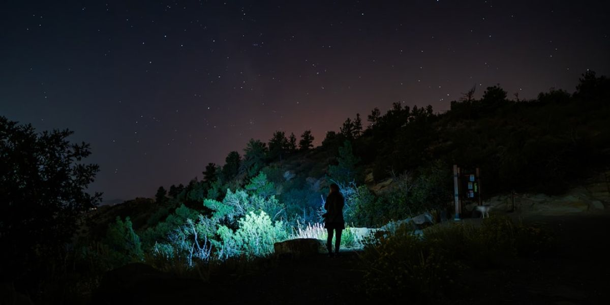Persin in der Dunkelheit mit Licht