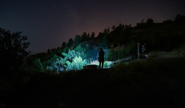 Persin in der Dunkelheit mit Licht